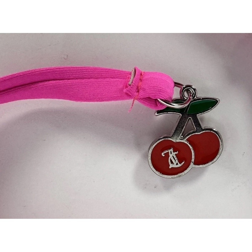 Juicy Couture Rhinestone Cherry Bikini Set Pink Triangle Tie Side Swimsuit Large - Picture 4 of 9